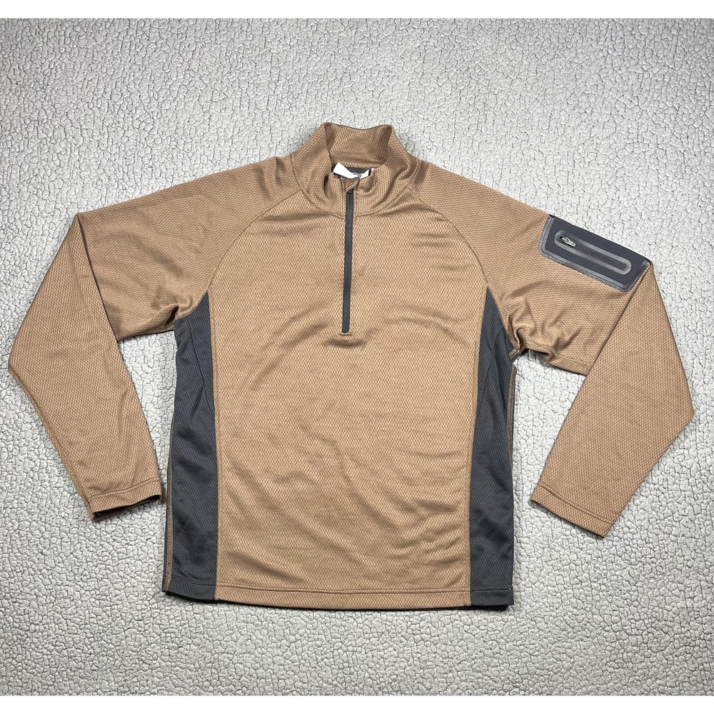 Obermeyer Pullover Mens Medium Brown 1/4 Zip Skiing Base Layer Bamboo‎ Blend